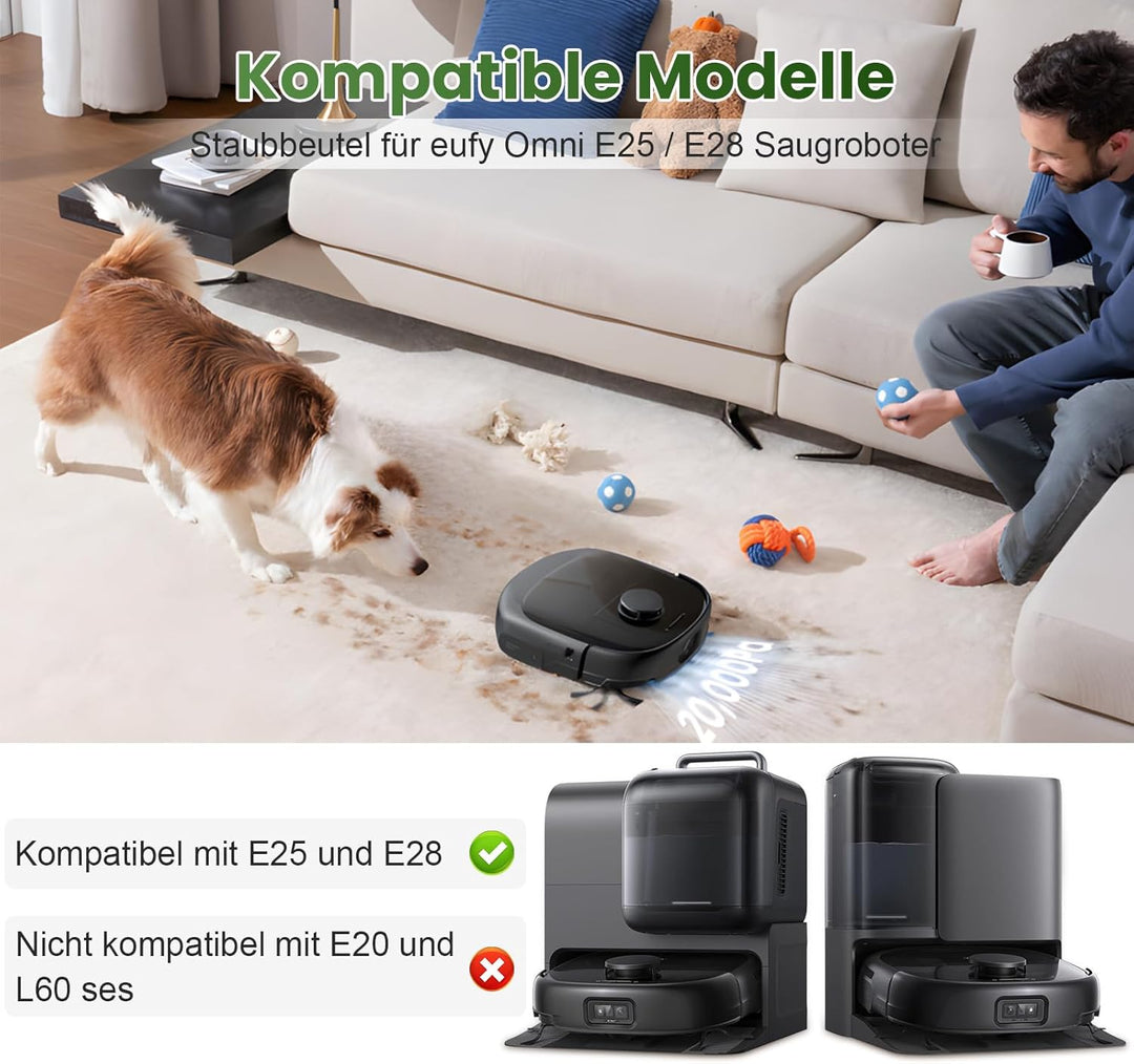 10 Stück Staubbeutel für eufy Omni E25 HydroJet / E28 HydroJet Saugroboter, Grosse Kapazität Vliesst