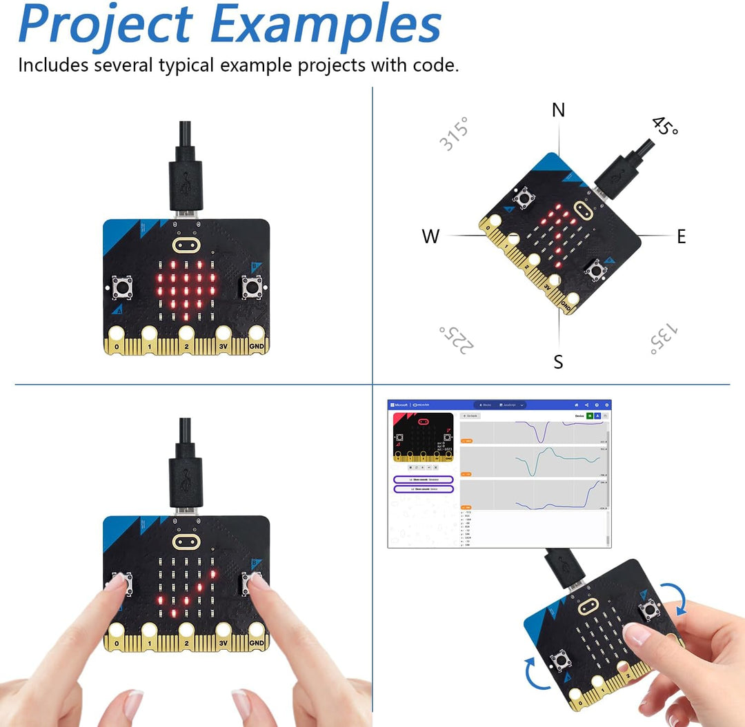 FREENOVE BBC Micro:bit V2 Development Board, Blocks and MicroPython Code, Detailed Tutorial, Example