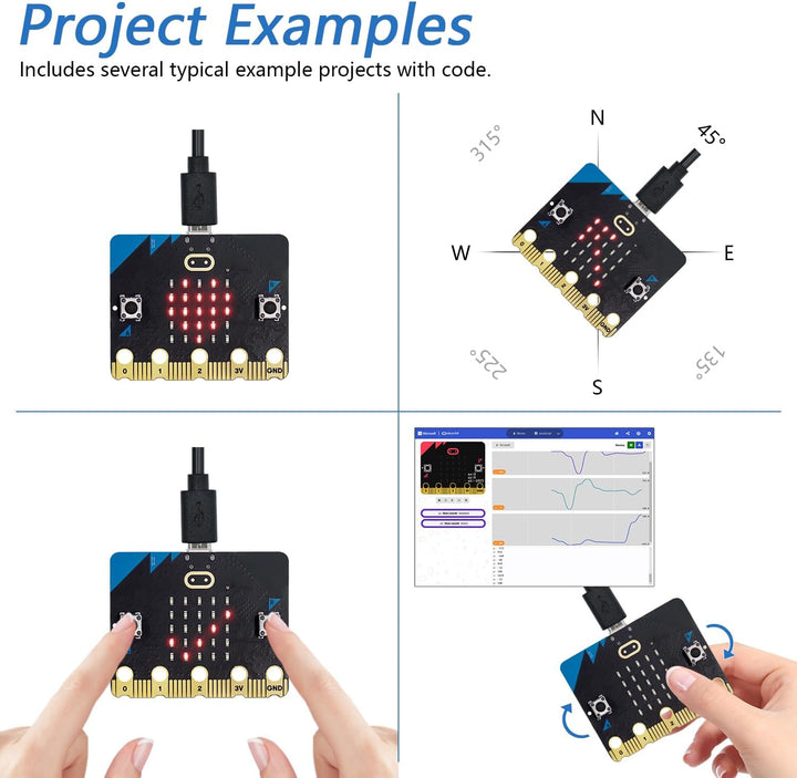 FREENOVE BBC Micro:bit V2 Development Board, Blocks and MicroPython Code, Detailed Tutorial, Example
