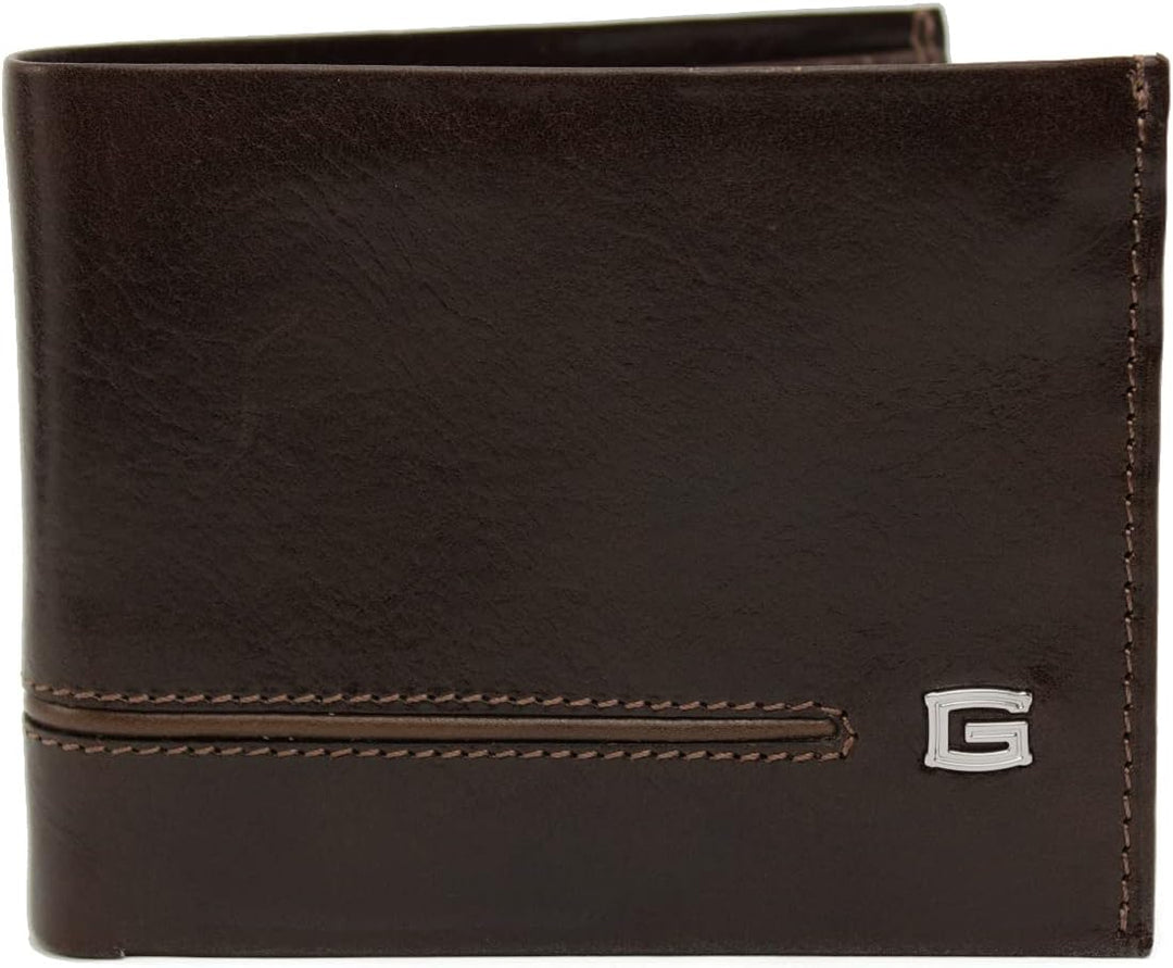 GIUDI ® Geldbörse Herren, Wiener Schachtel, Rindsleder, Mittel-Gross (Dunkelbraun/Sumpf), Dunkelbrau