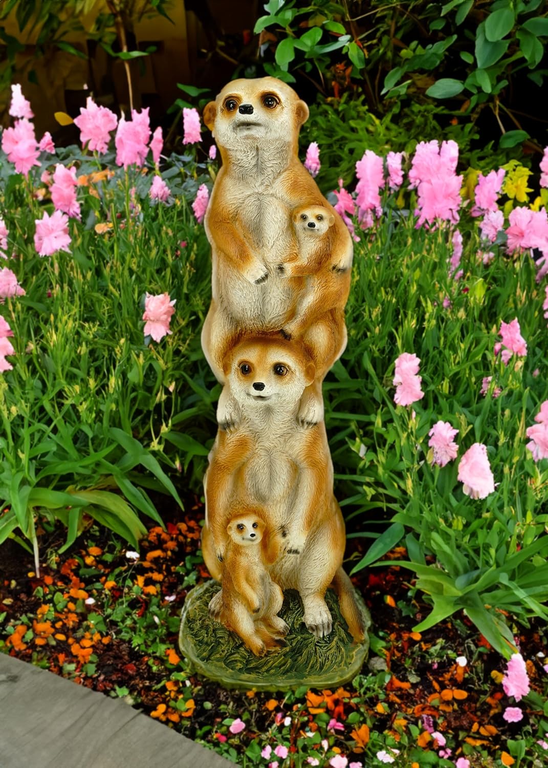 Kremers Schatzkiste Erdmännchenfamilie Figur Gartenfigur 36 cm Meercat Tierfigur