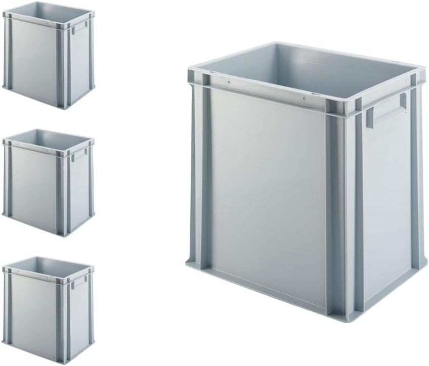 SuperSparSet 4x Eurobehälter mit geschlossenem Griff | HxBxT 40x30x40cm | 37 Liter | Grau | Eurobox,