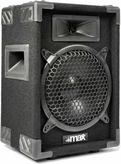 MAX MAX8 - Passives PA Lautsprecher Set, 400 Watt mit 8 Zoll Tieftöner, Partybox mit Griffe, Passive