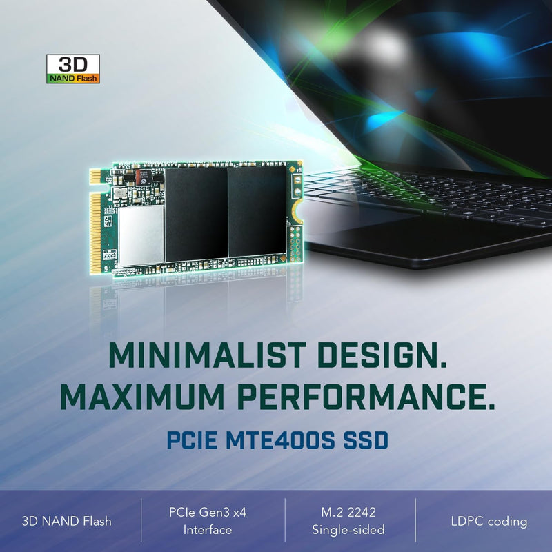 Transcend MTE400S 1 TB NVMe PCIe Gen3 x4 M.2 2242 Internal Solid State Drive (SSD) 3D TLC NAND (TS1T