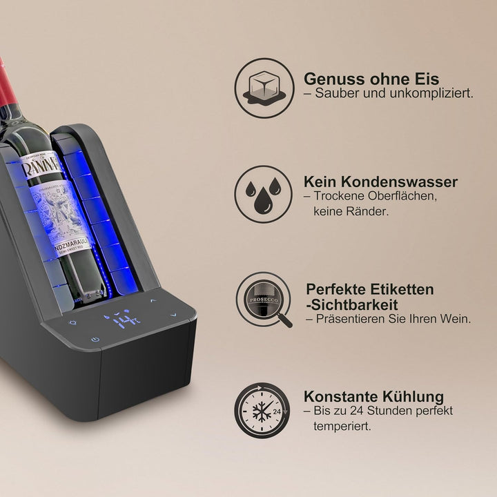 Elektrischer Weinkühler für Tisch & Bar – Präzisionskühlung ohne Eis – 24h Dauerbetrieb für Wein & C