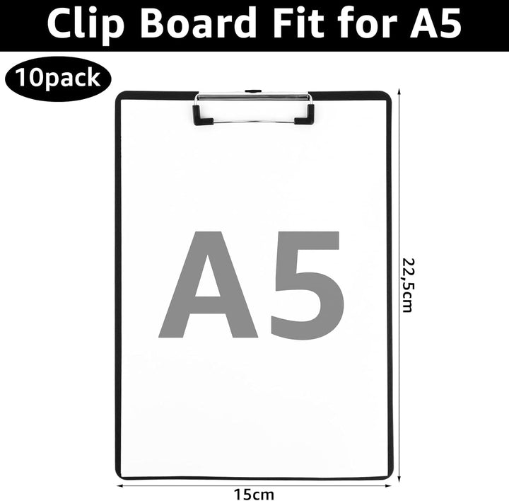 LDHHYH 10 Stück Kunststoff klemmbretter A5, kunststoff Klemmbretts A5 mit Metalklemme und Aufhängeos