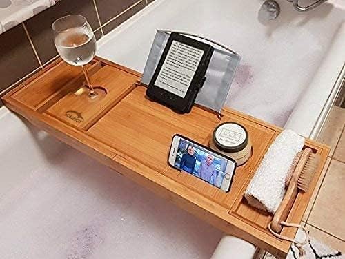 Badewanne Caddy & Laptop-Bett Schreibtisch - 2 in 1, Badewanne Tablett integriertem Ständer für Büch