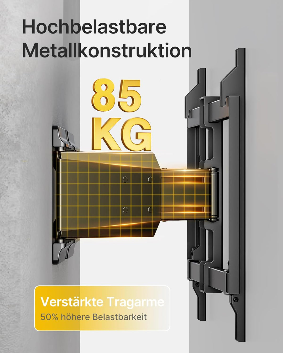 monTEK Hochbelastbare Ultra Slim TV Wandhalterung für 37-90 Zoll Fernseher bis zu 85kg, Schwenk &amp; Ne