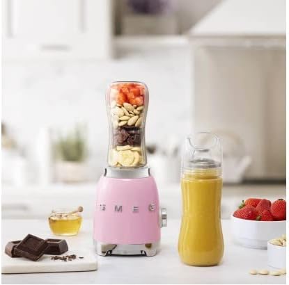 SMEG, Personal Blender PBF01PKEU, 2 Geschwindigkeitsstufen, Doppelklinge aus Edelstahl, 2 x 600 ml F