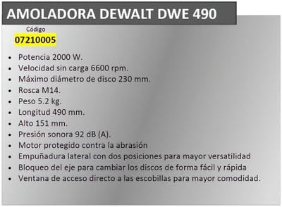 DeWalt DWE490-QS - Amoladora 230mm 2.000W