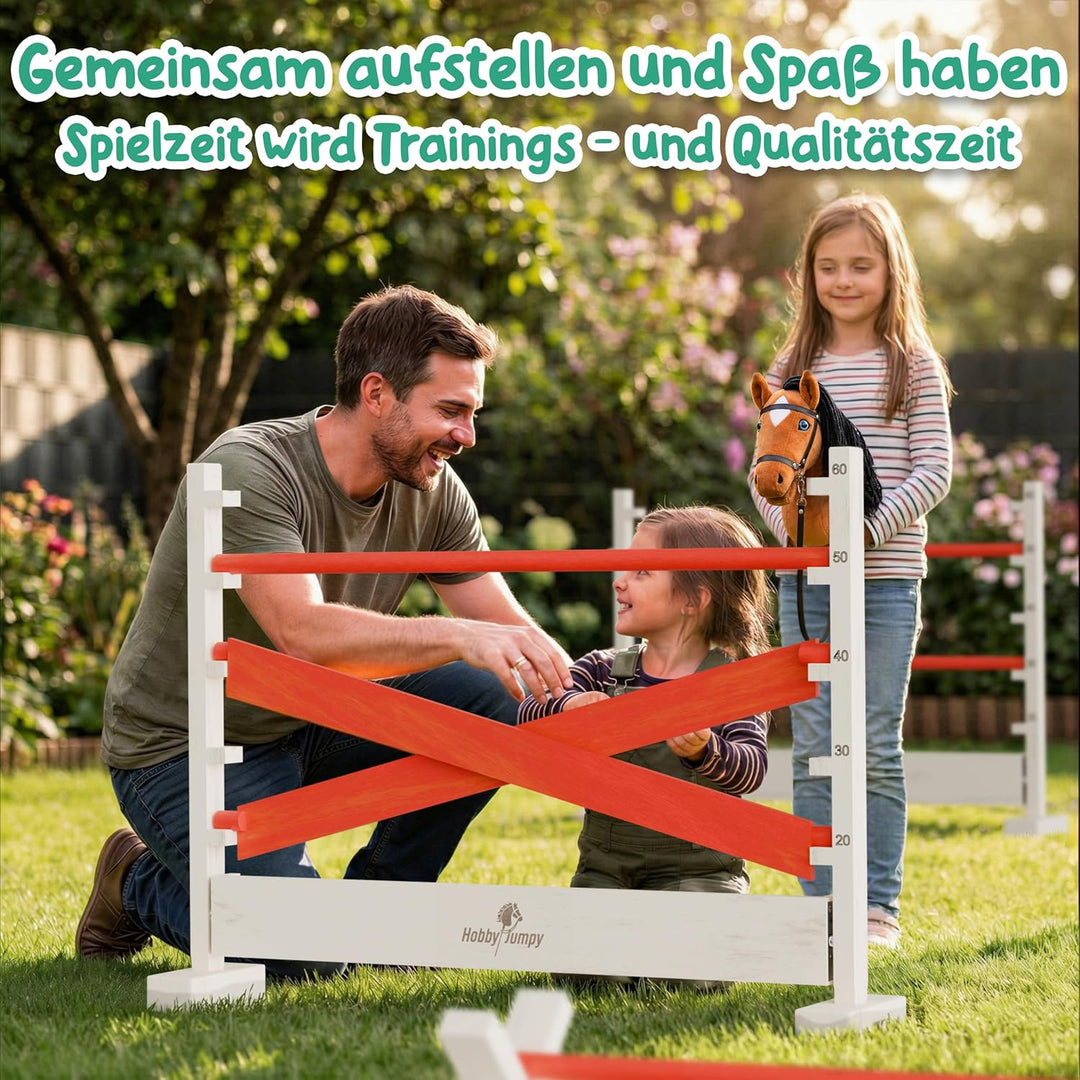 Hobby Horse Hindernisse Set höhenverstellbar – Magnet-Stecksystem massives Holz/Hobby Horsing/Hürden