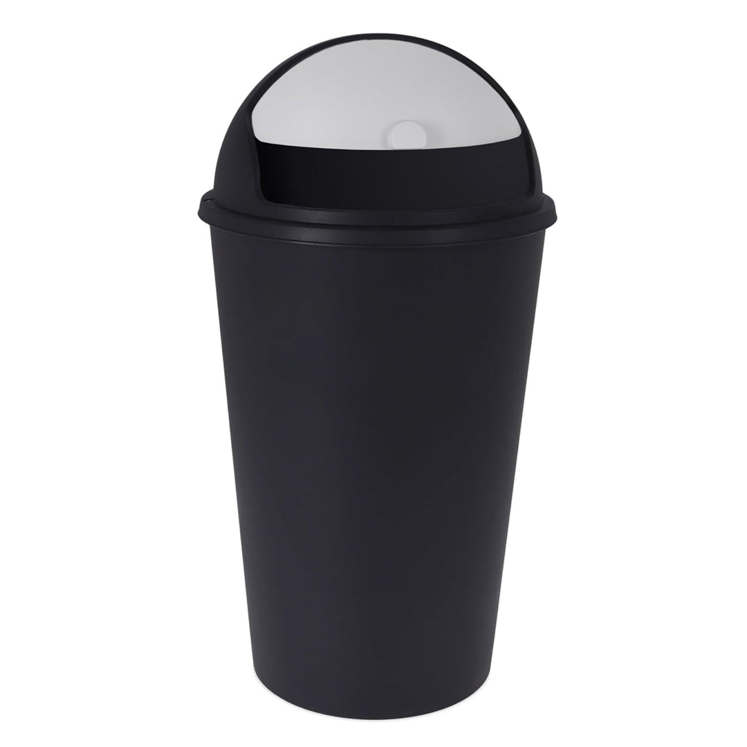 Spetebo XL Abfalleimer mit Schiebedeckel schwarz - 25 L - Runder Mülleimer mit Kuppel Deckel - Kosme