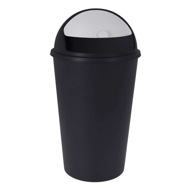 Spetebo XL Abfalleimer mit Schiebedeckel schwarz - 25 L - Runder Mülleimer mit Kuppel Deckel - Kosme