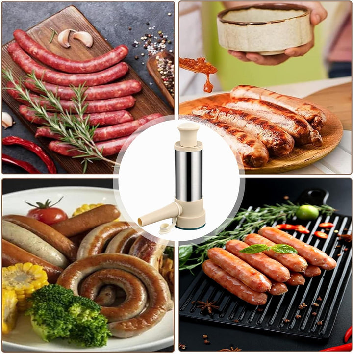 Wurstfüllmaschine Edelstahl, Manuell Wurstmaschine, Wurstfüller, Wurstfüller Füllrohre, 2 In 1 Wurst