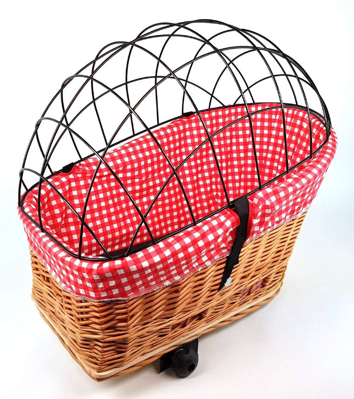 Tigana - Hundefahrradkorb für Gepäckträger aus Weide Natur 56 x 36 cm mit Metallgitter Tierkorb Hint
