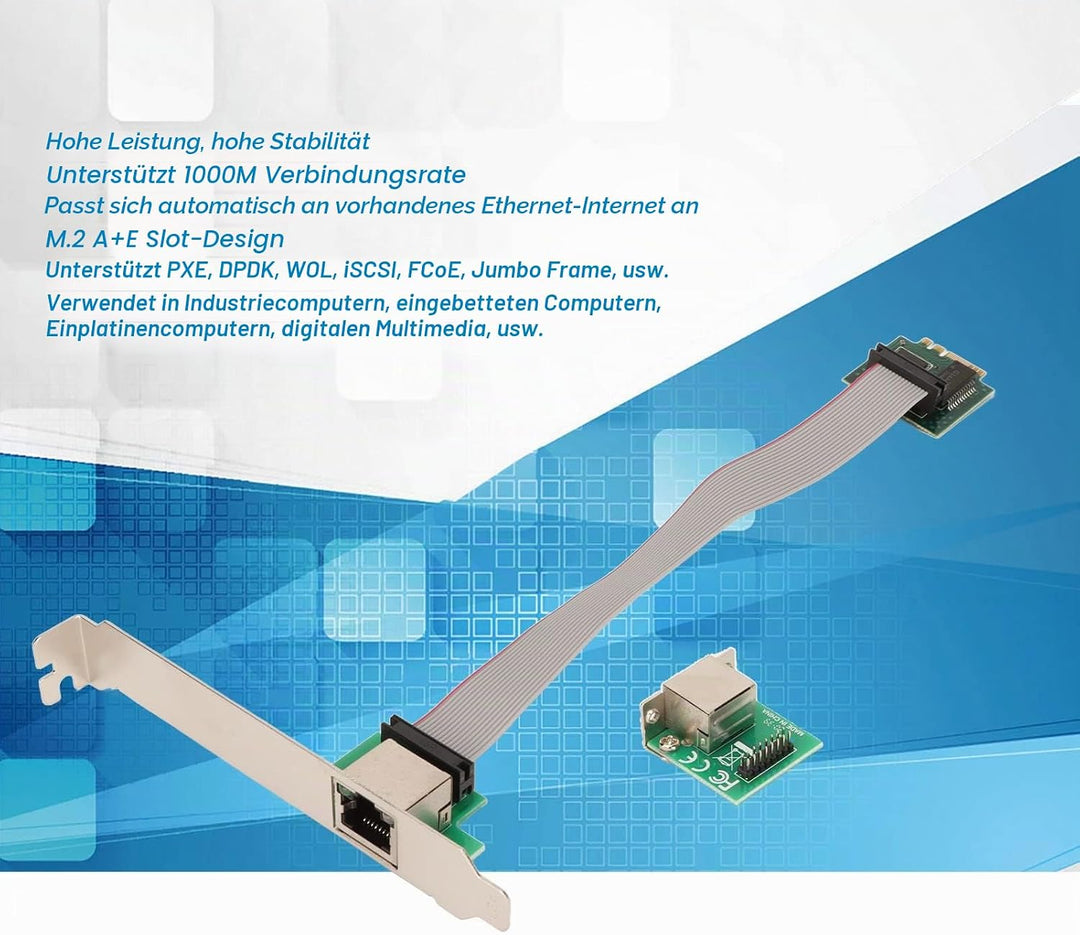 Annadue Gigabit Ethernet Server Netzwerkadapter, M.2 A+E I210AT Gigabit Server Netzwerkkarte, 10/100