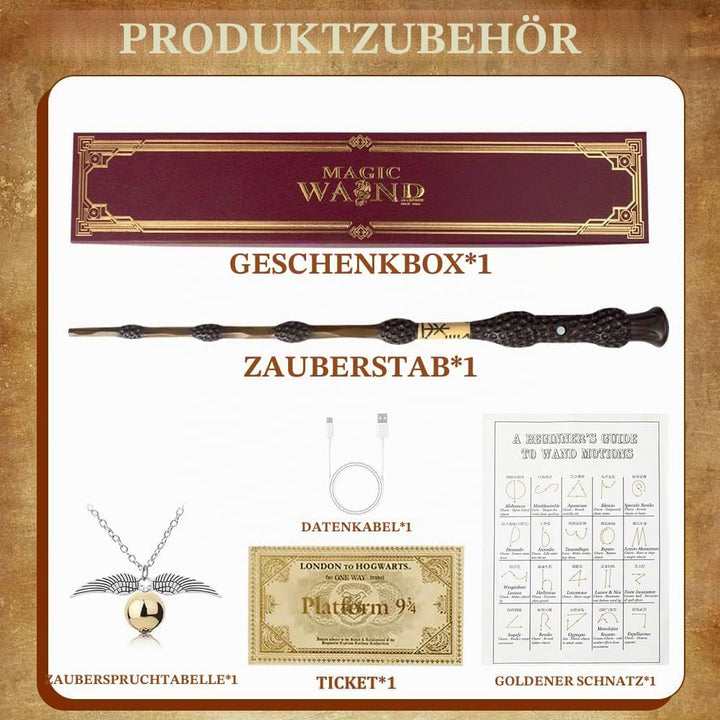 Elderstab Glühen, 39CM Dumbledore Zauberstab mit Licht, USB Aufladung Zauberstab Dumbledore in Gesch