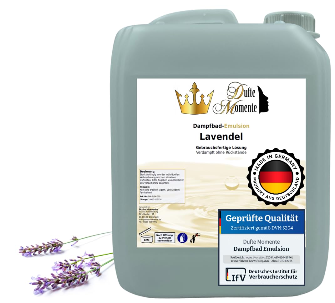 Dufte Momente | Dampfbad Emulsion 5 Liter Lavendel | geprüfte Qualität | mit naturreinen und natürli