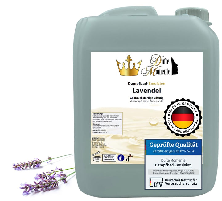 Dufte Momente | Dampfbad Emulsion 5 Liter Lavendel | geprüfte Qualität | mit naturreinen und natürli