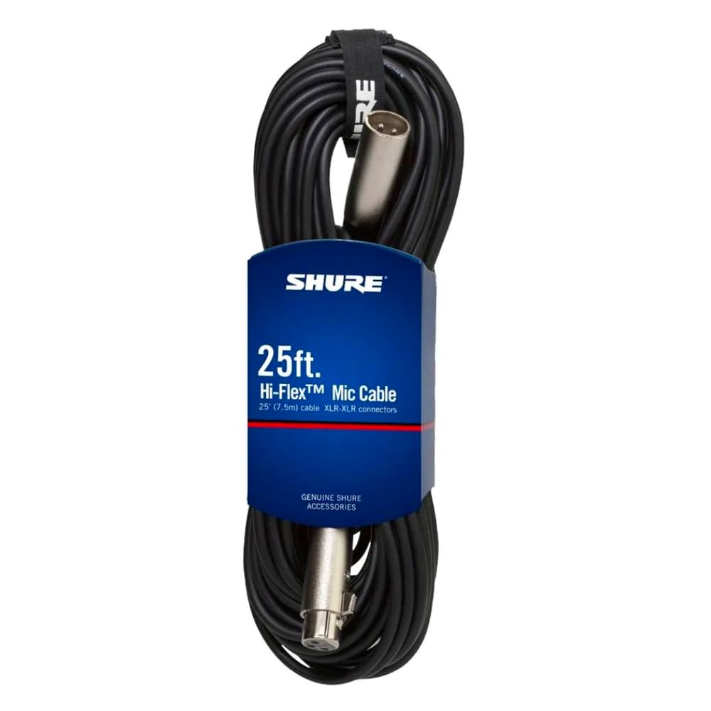 Shure C25J Hi-Flex-Kabel mit Chrom-XLR-Steckern, 7,6 m, Schwarz 25 feet Hi-Flex, Chrom-XLR-Stecker,