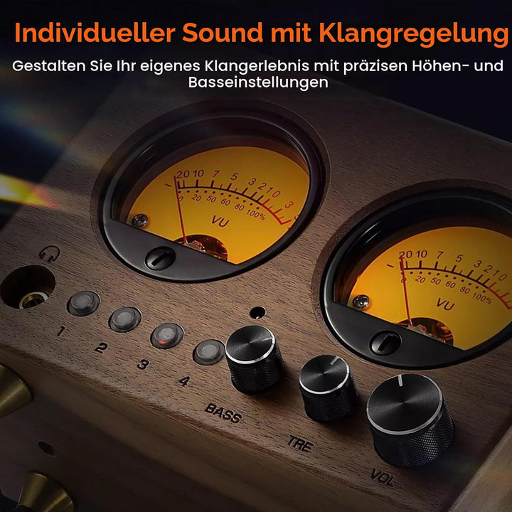 4-IN-1-OUT Audio Umschalter Stereo-Vorverstärker mit VU-Meter und Fernbedienung