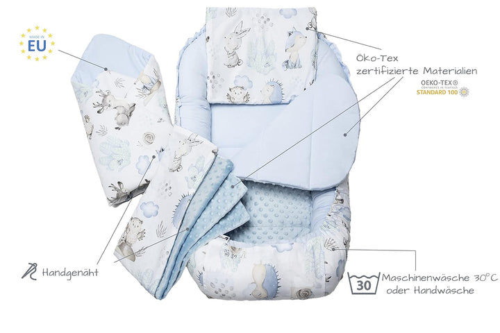 Medi Partners 5 teilig Babynestchen Set Babynest 100x60x15 herausnehmbarer Einsatz Bett Kuschelnest