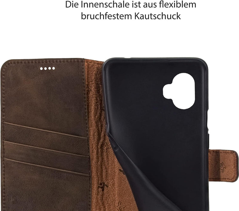 Suncase Book-Style Hülle kompatibel mit Samsung Galaxy XCover 6 Pro 5G Leder Tasche (Slim-Fit) Leder