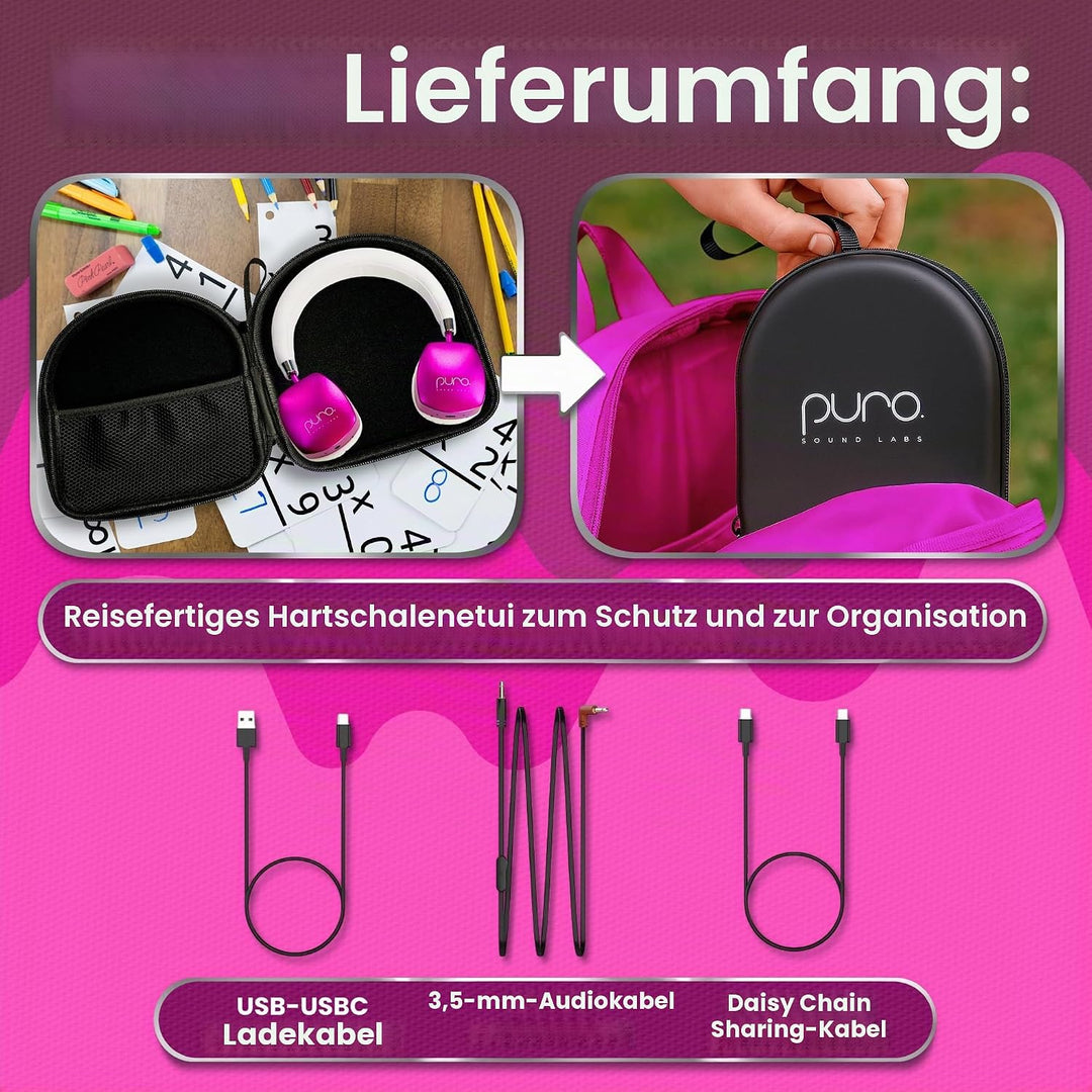 Puro Sound Labs PuroQuiet Plus Lautstärkebegrenzte On-Ear Active Noise Cancelling Bluetooth Kopfhöre