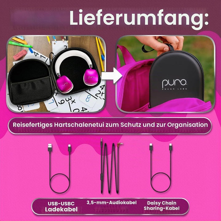 Puro Sound Labs PuroQuiet Plus Lautstärkebegrenzte On-Ear Active Noise Cancelling Bluetooth Kopfhöre