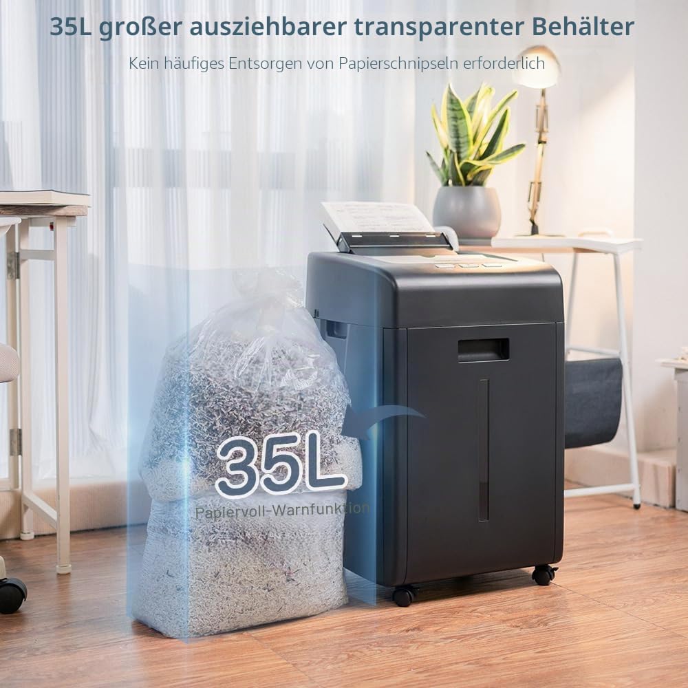 Aktenvernichter Automatischer Schredder Papier: P5 Sicherheit Mikroschnitt Papierschredder 200 Blatt