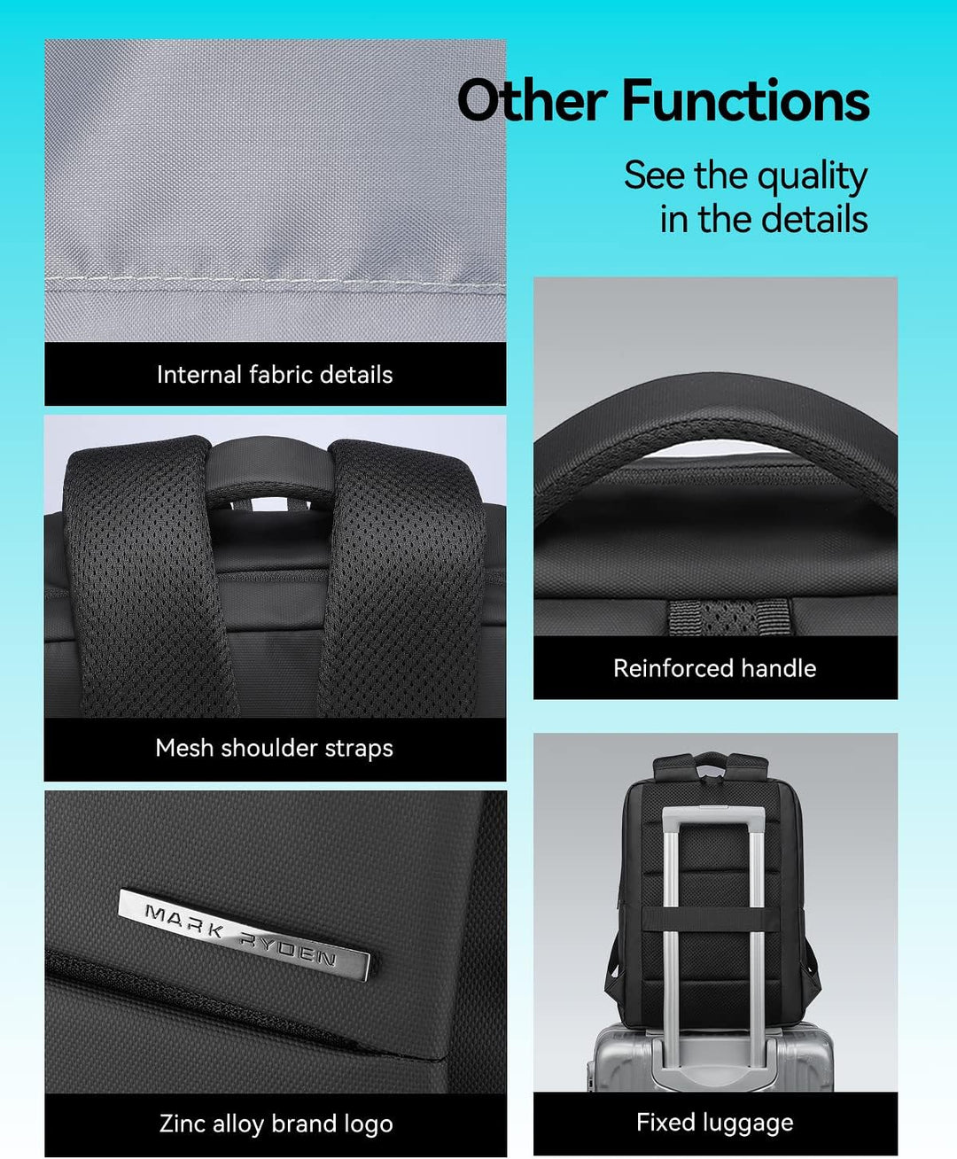MARK RYDEN Schlanker Laptop Rucksack für Herren, Business Rucksack mit 15,6 Zoll Laptop-Fach, Highte