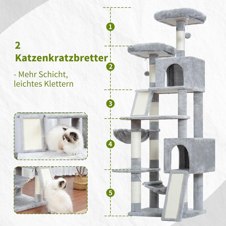 Gitelsnour Kratzbaum, Katzenbaum für Innenbereich, 180cm Katzenkratzbaum mit grosse ausgewachsene Ka