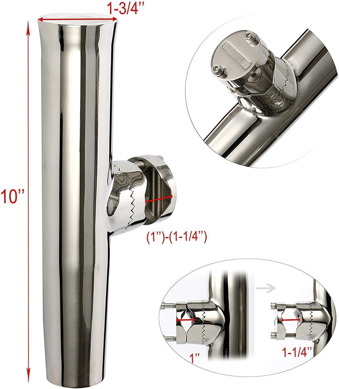 FreeTec 2× Edelstahl Rutenhalter Angelrutenhalter für Rails 25mm bis 32mm 25mm-32mm, 25mm-32mm