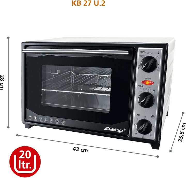 Steba KB 27 U.2 Backofen mit Grillspiess / 1500 Watt / 20 Liter / 4-Stufen