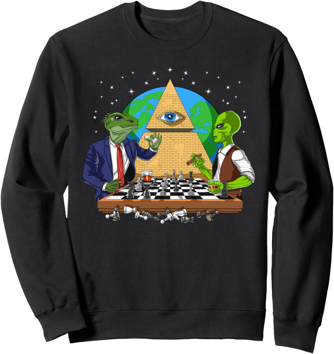 Alien Illuminati Ausserirdische UFO Auge der Vorsehung Schach Sweatshirt