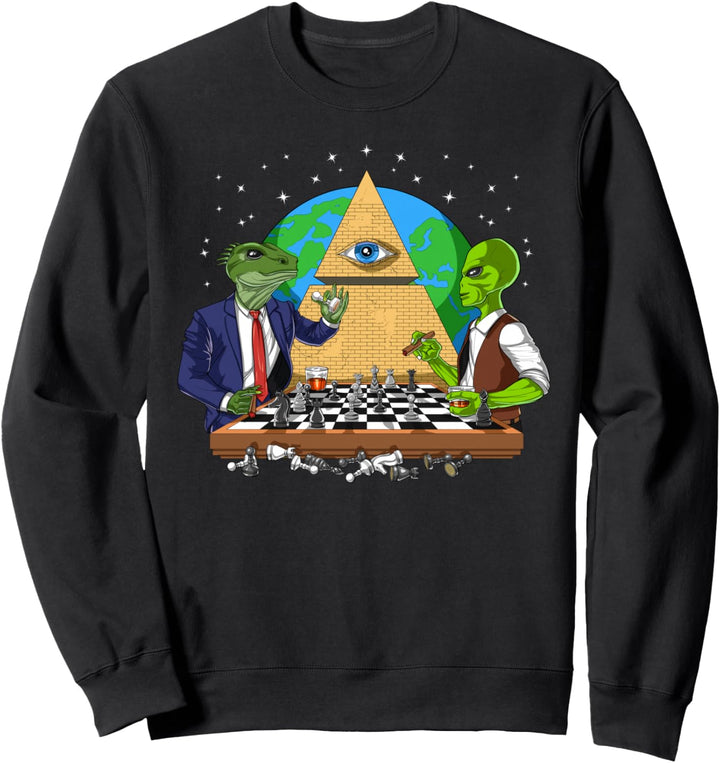 Alien Illuminati Ausserirdische UFO Auge der Vorsehung Schach Sweatshirt