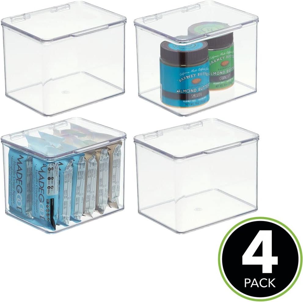 mDesign Küchen Organizer – stapelbare Vorratsdosen für Küchenregal und Vorratskammer – Kühlschrankbo