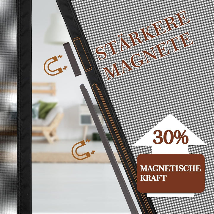 Yotache Fliegengitter Tür, Magnetvorhang Doppeltür 158x206cm Mückenschutz Ideal für die Schiebetür B