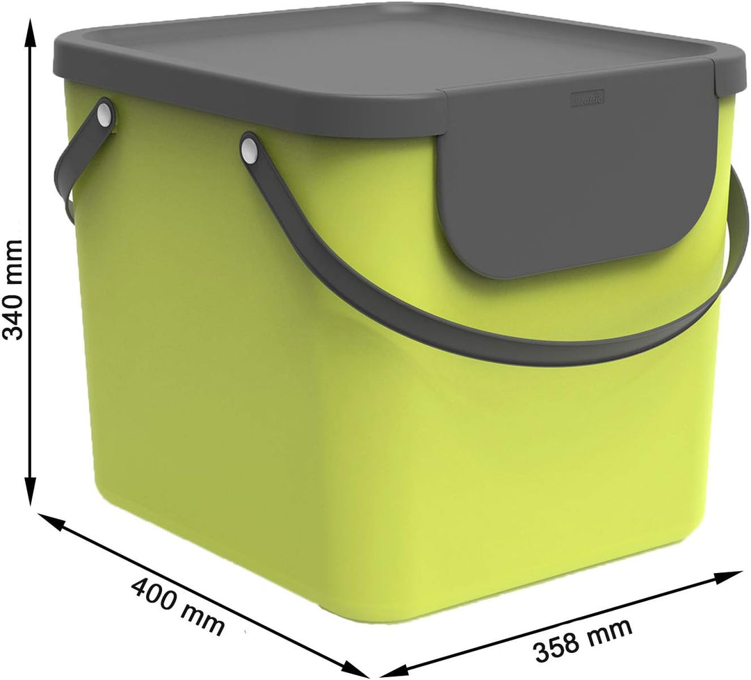Rotho Albula Mülltrennungssystem 40l für die Küche, Kunststoff (PP) BPA-frei, hellgrün/anthrazit, 40