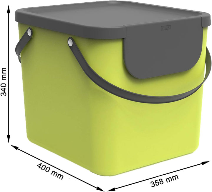 Rotho Albula Mülltrennungssystem 40l für die Küche, Kunststoff (PP) BPA-frei, hellgrün/anthrazit, 40