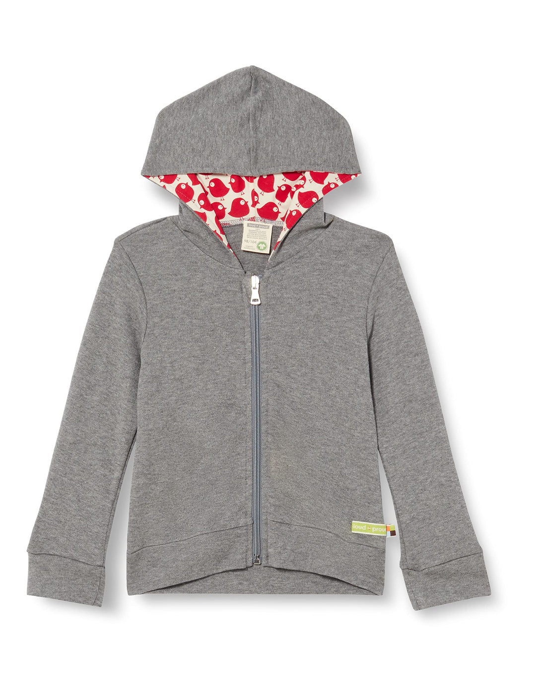 loud + proud Unisex Kinder Kapuzenjacke, GOTS Zertifiziert Jacke 62-68 Grau, 62-68 Grau