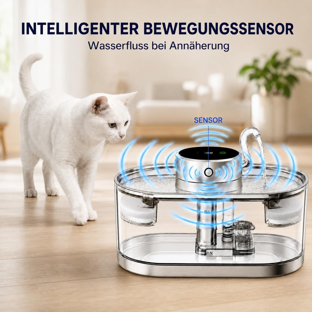 Katzenbrunnen kabellos 3L mit 5000mAh Akku und Bewegungsmelder