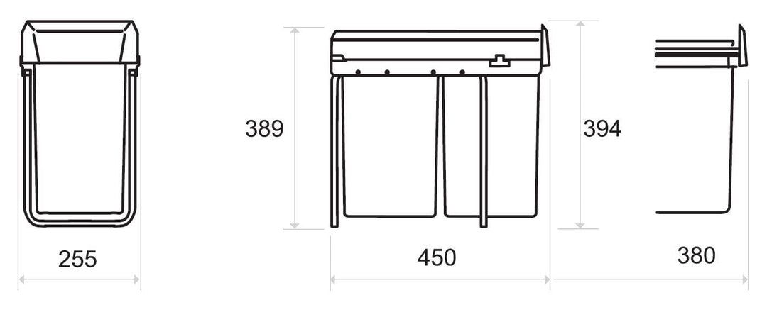 Victory Einbau-Abfallsammler Double Man - 28 Liter (2x14 Liter) Silber/anthrazit ab 30er Schrankbrei