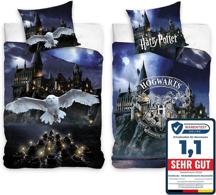 Familando Wende Bettwäsche-Set Harry Potter 135x200 80 x 80 cm · Kinderbettwäsche aus 100% Baumwolle