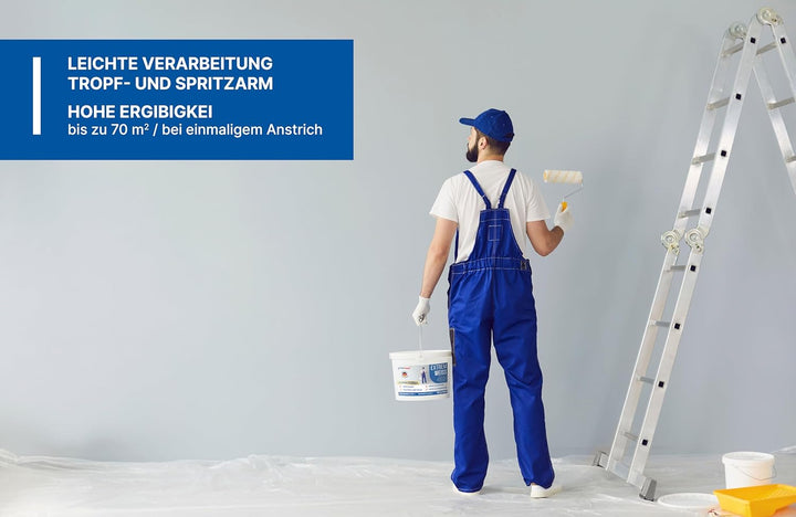 preismaxx Wandfarbe weiss, Innenfarbe, sehr hohe Deckkraft Klasse 1, 10 Liter, Nassabriebklasse 1, m