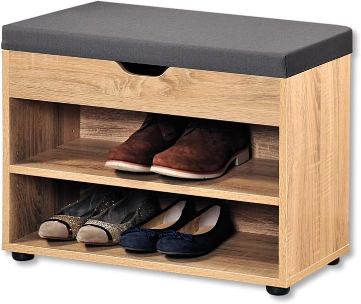 Kesper Schuhschrank mit Sitzkissen, Material: Faserplatte, Masse: B60 x H45 cm x L30 cm, Farbe: Brau