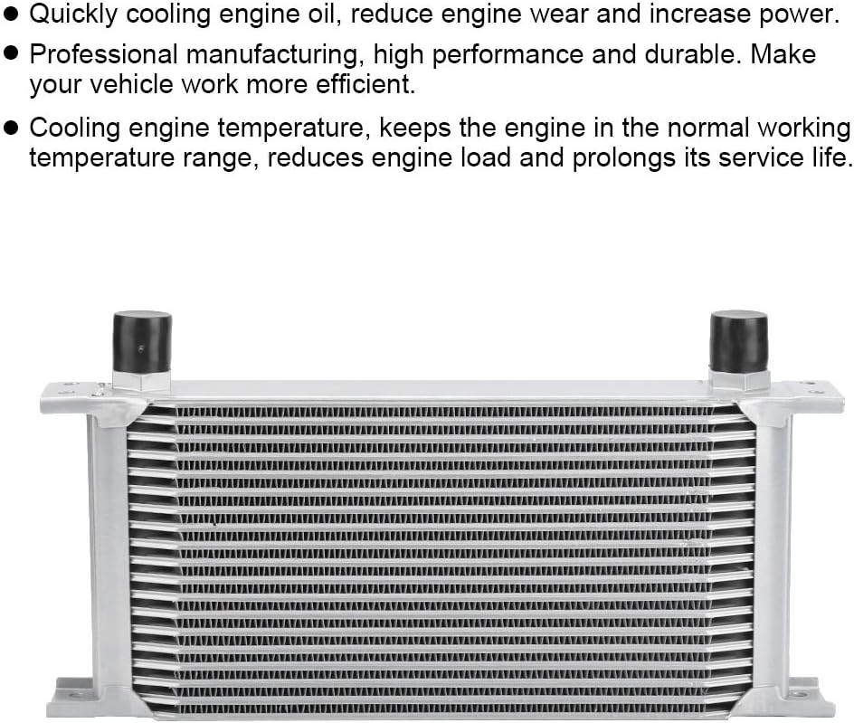 BOROCO Ölkühler 19 Reihen AN10 Anschluss Set Universal Zusatz Kühlung Extern Oil Cooler (Silber)