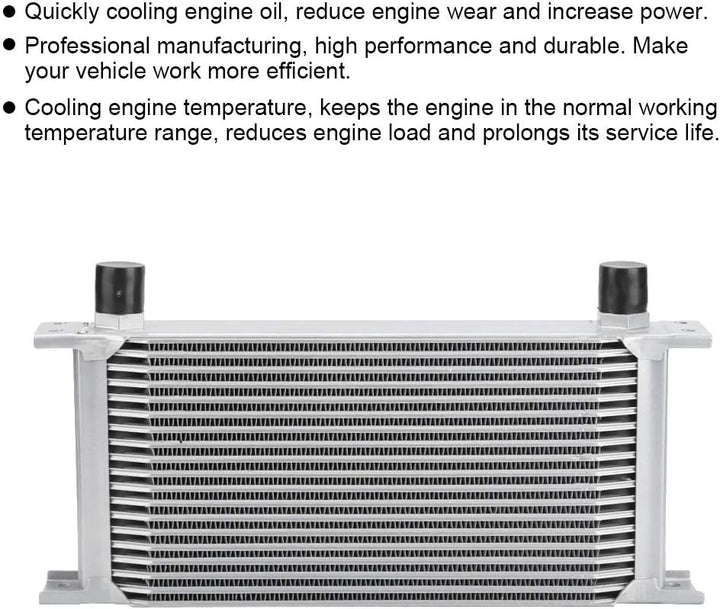 BOROCO Ölkühler 19 Reihen AN10 Anschluss Set Universal Zusatz Kühlung Extern Oil Cooler (Silber)