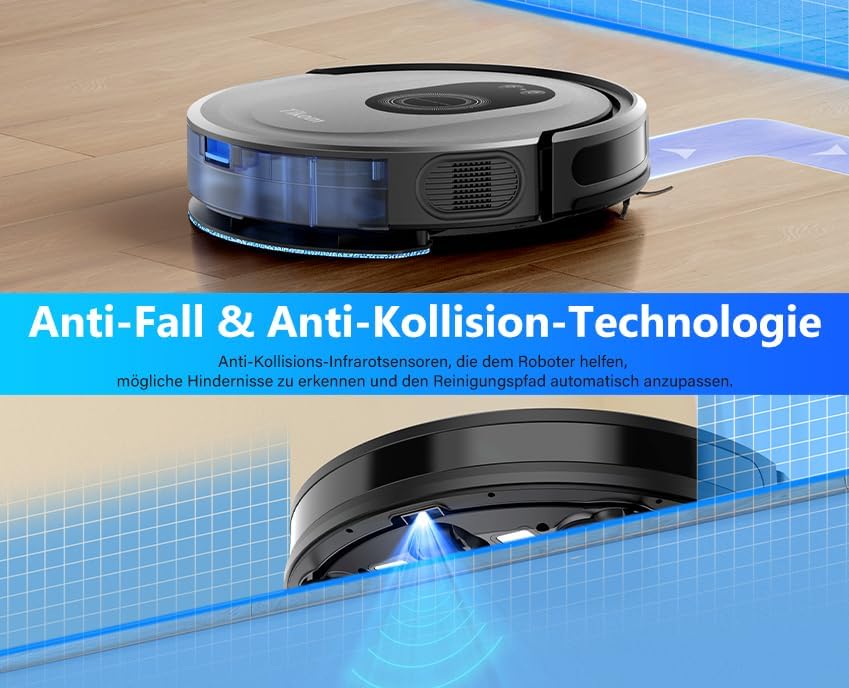 Tikom Saugroboter mit Wischfunktion 2 in 1, G8000 Max Staubsauger Roboter, 5000Pa Starke Saugkraft R