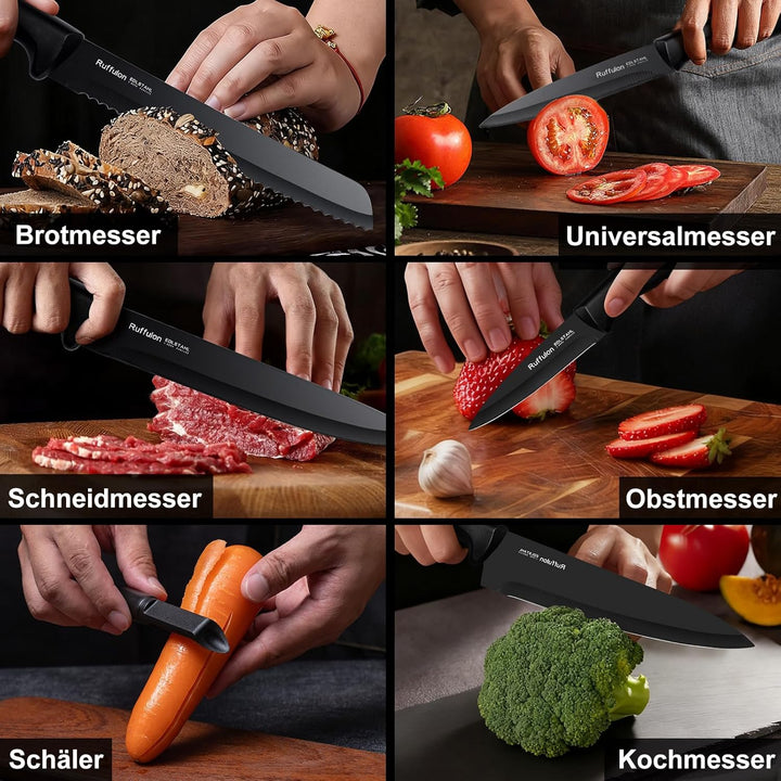 Messerset,Messerblock Kochmesser Set Edelstahl Messer Set Küche,6-teilig Küchen messer Set,Scharfe K